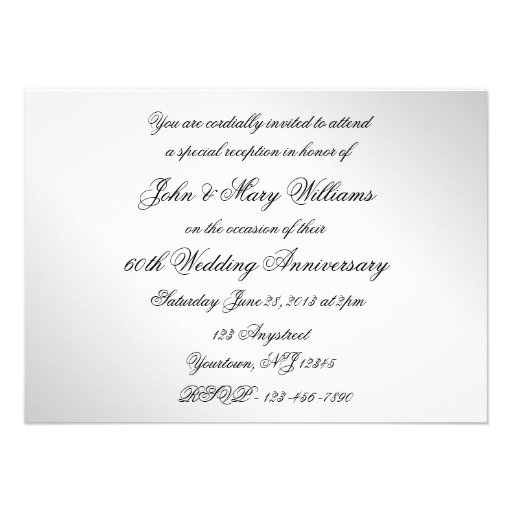 60th Wedding Anniversary Photo Invitation Card