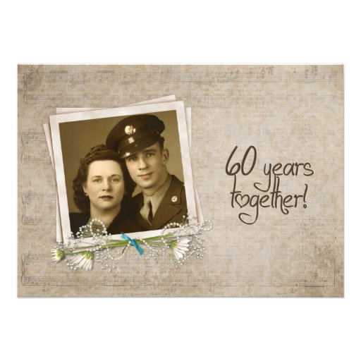 60th Wedding Anniversary Vow Renewal Custom Invitations (front side)