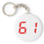 61 sixty-one red alarm clock digital number key chain