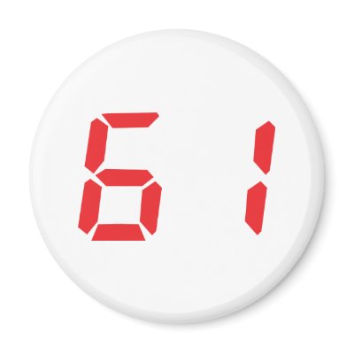 61 sixty-one red alarm clock digital number magnet by Tomaniac