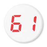 61 sixty-one red alarm clock digital number magnets