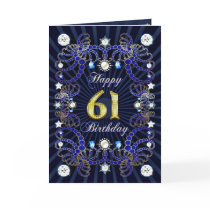 61st birthday card with masses of jewels