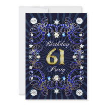 61st birthday party invite with masses of jewels