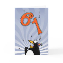 61st Birthday - Penguin Surprise Card