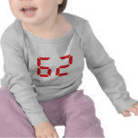 62 sixty-two red alarm clock digital number t shirt