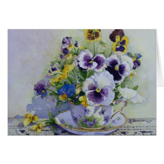 6300 Pansies in Teacup Mother's Day Card