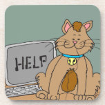 631 Cat ate computer mouse cartoon Coasters