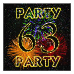 63rd birthday party invitation with fireworks