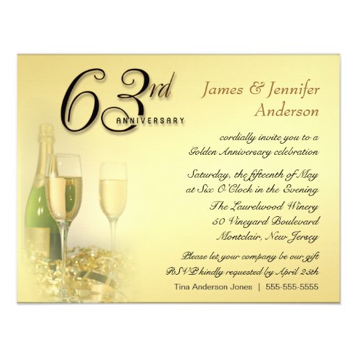 63rd Wedding Anniversary Party Invitations