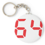 64 sixty-four red alarm clock digital number key chain