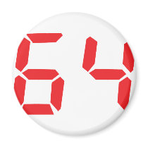 64 sixty-four red alarm clock digital number magnets