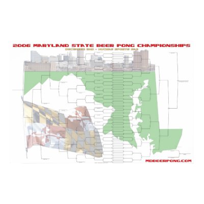 64-team, double elimination tournament bracket poster by mdbeerpong