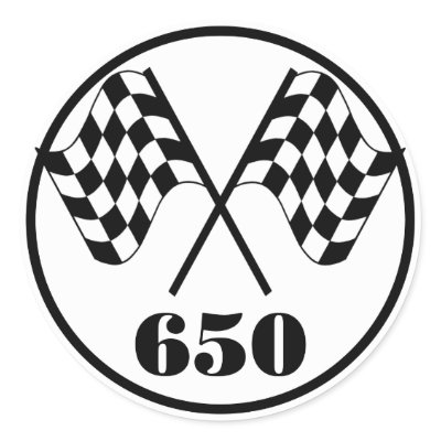 650 Checkered Flags Round Sticker by scooterfun