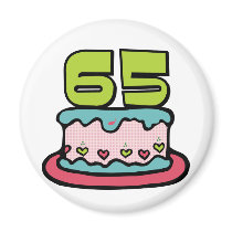 65 Year Old Birthday Cake Refrigerator Magnets