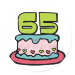 65 Year Old Birthday Cake Round Stickers