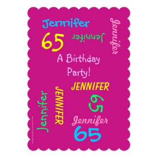 65 Years Young Hot Pink Birthday Party Invitation