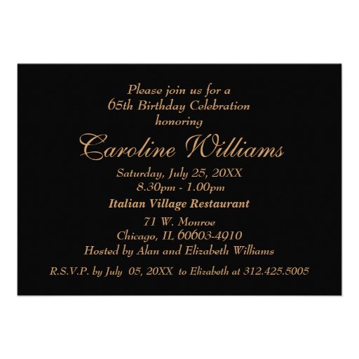 65th Birthday Celebration Custom Invitations