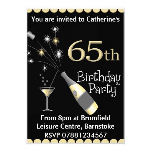 65th Birthday Party Invitation 5" X 7" Invitation Card | Zazzle