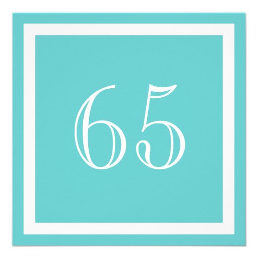 65th Birthday Party Invitation - Aqua