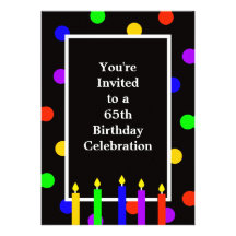 65th Birthday Party Invitation -- Colorful Candles