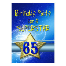 65th Birthday party Invitation for a Superstar.