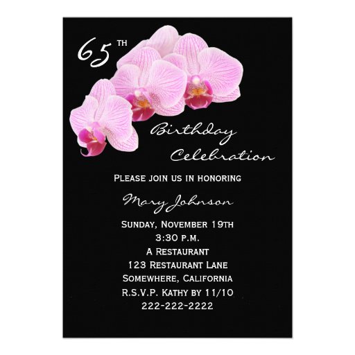 65th Birthday Party Invitation -- Orchids