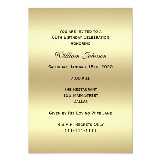 65th Birthday Party Invitation -- Photo 65th