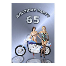 65th Birthday party Invitation with a motorbike