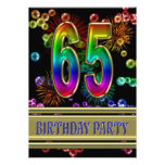 65th Birthday party Invitation with bubbles