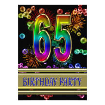 65th Birthday party Invitation with bubbles