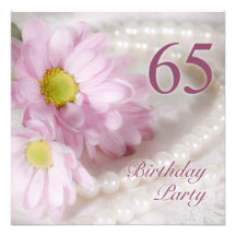 65th Birthday party invitation with daisies