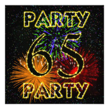 65th birthday party invitation with fireworks