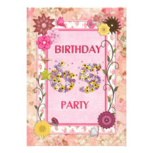 65th birthday party invitation with floral frame