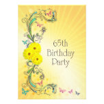 65th Birthday party Invitation with yellow flower