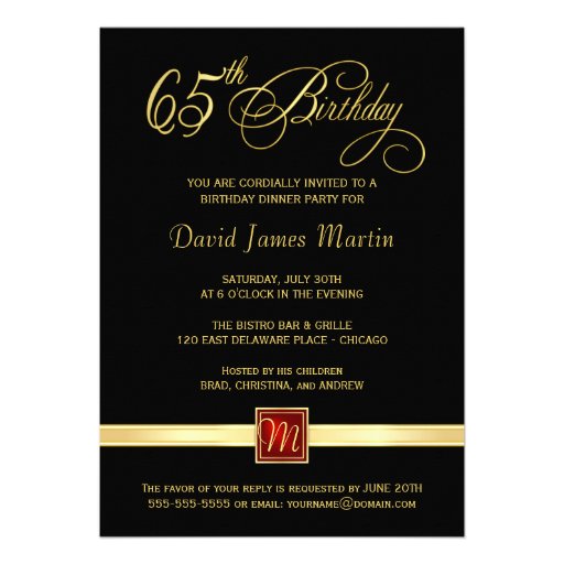 65th Birthday Party Invitations