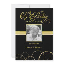 65th Birthday Party Invitations - Photo Optional