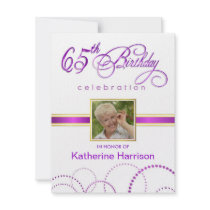 65th Birthday Party Invitations - with Monogram