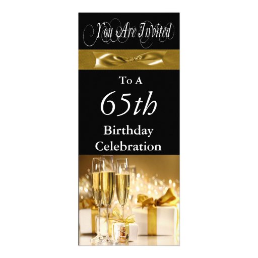 65th Birthday Party Personalized Invitation 4" X 9.25" Invitation Card