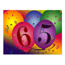 65th birthday party postcard invites - Customized