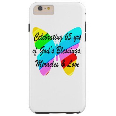 65TH BIRTHDAY RAIN BUTTERFLY DESIGN TOUGH iPhone 6 PLUS CASE