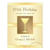 65th Birthday Surprise Party Invitations - Gold