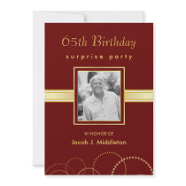 65th Birthday Surprise Party - Photo Optional Custom Invitation