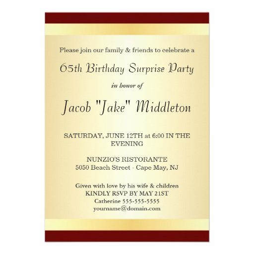 65th Birthday Surprise Party - Photo Optional Custom Invitation