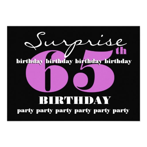 65th SURPRISE Purple Birthday Party Template Personalized Invitation