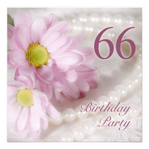 66th Birthday party invitation with daisies