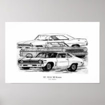 67, 63, 69 Novas - BW no border Poster
