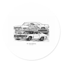 67, 63, 69 Novas Round Stickers