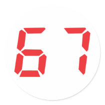 67 sixty-seven red alarm clock digital number stickers by Tomaniac 67 sixty-seven red alarm clock digital number stickers