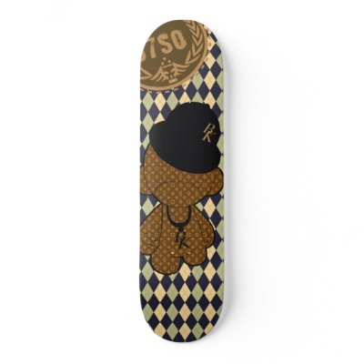 67SOSK8 ARGYLE SERIES MUNNY BROWN & GOLD LOGO SKATE DECKS by bluebabydesigns
