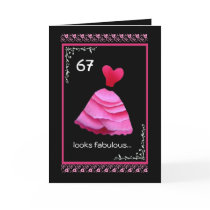 67th Fabulous Birthday with Pink Dress Card